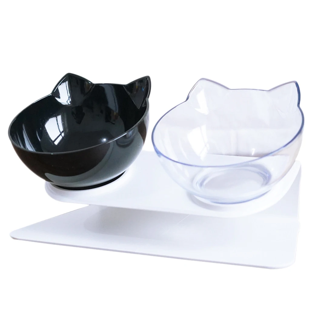 Миска для домашних животных Non-slip база с двумя чашами миска для кошек и собак Кошачьи миски для кошек собачий корм воды Поильник Чаша Блюдо для еды для домашних животных