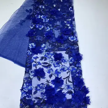 

Gorgeous 2020 new French mesh lace fabric 3D beaded applique African mesh lace fabric high quality African lace fabric