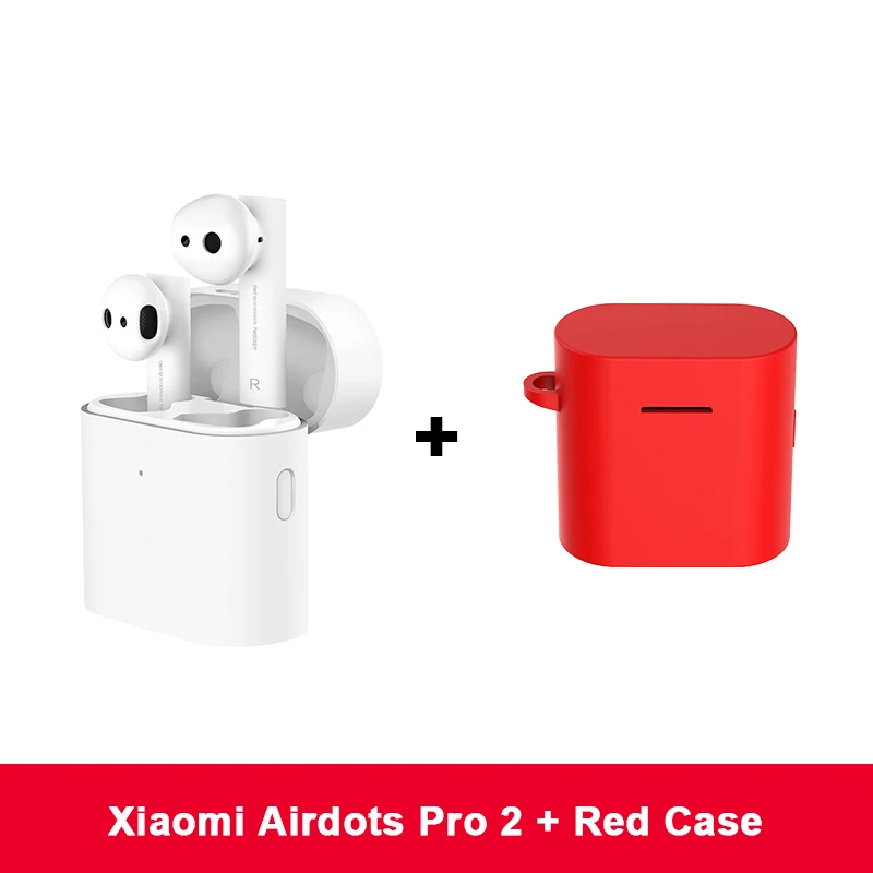 Новые беспроводные bluetooth-наушники Xiaomi Air 2 TWS, беспроводные наушники Xiaomi Airdots Pro 2, беспроводные наушники LHDC с двойным микрофоном, автоматическая пауза, управление нажатием - Цвет: Add Red Case