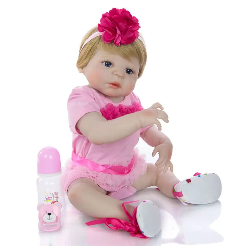 KEIUMI Гавайская гитара 23 дюймов Reborn Baby полный силиконовые 57 см модные носочки для новорожденных куклы реалистичные моделирования куклы, игрушки для детей, подарок ко дню рождения - Цвет: Коричневый