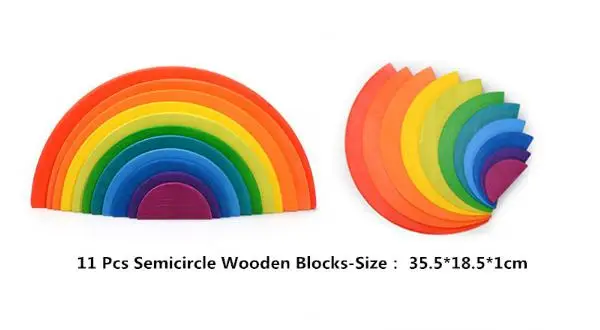 11Pcs Rainbow Blocks Dropshipping 12 Pcs Rainbow Building Blocks Colorful Arched Building Blocks Rainbow Blocks Children's Baby Wooden Stacking Toy - Цвет: 11Pcs Rainbow Blocks