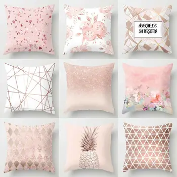 

New Nordic Style Peach Fur Pink Brief Cushion Cover Decorative Geometric Cushions Covers Sofa Pillow Case
