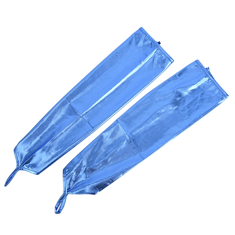 blue 1 пара, модные сексуальные длинные черные металлические перчатки, идеально подходят для клуба и Вечерние перчатки из синтетической кожи, костюм с рукавами, варежки - Цвет: blue