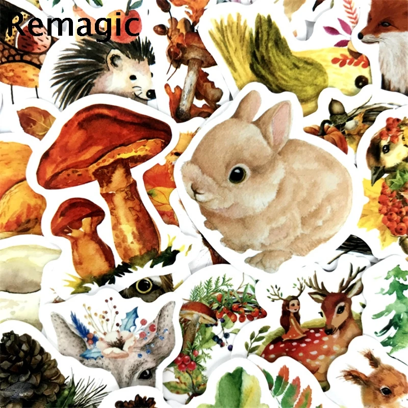 41pcs Colorful animals Autumn funny DIY Stickers pack anime vintage paster cosplay scrapbooking phone laptop decorations gifts
