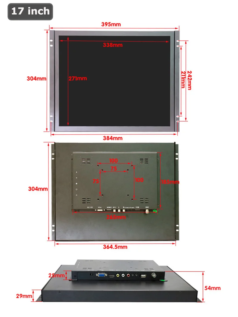Zhixianda завод прямые продажи 17 дюймов открытая рамка монитор 1280*1024 промышленный ЖК-монитор с AV/BNC/VGA/HDMI/USB