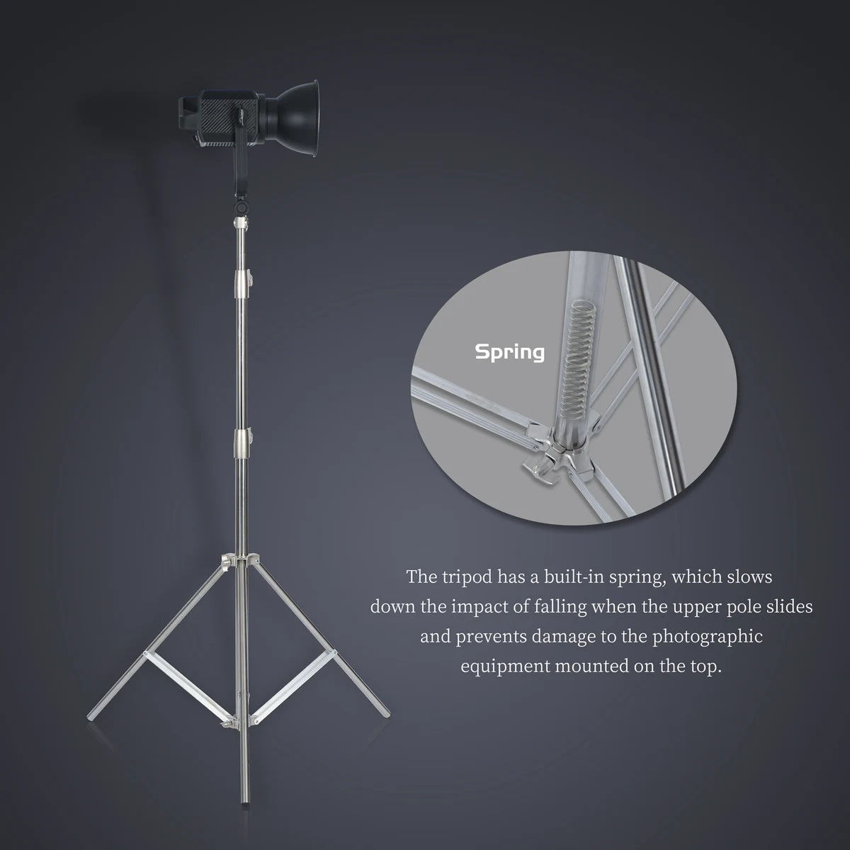 290cm Air Pressure Tripod Bearing 10kg for Camera Stainless Steel Light Stand For Ring Light Live Youtube and Photography Soft — view 5