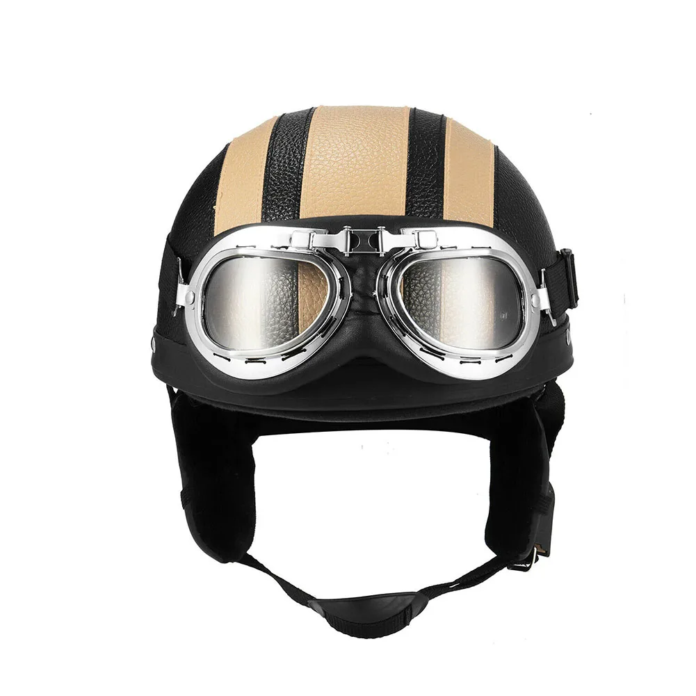 Цвет: желтый Men Women Half Visor Protection Sunscreen Detachable Open Face With Goggles Safety Cycling Helmet Easy Wear Motorcycle Windproof - Цвет: Цвет: желтый