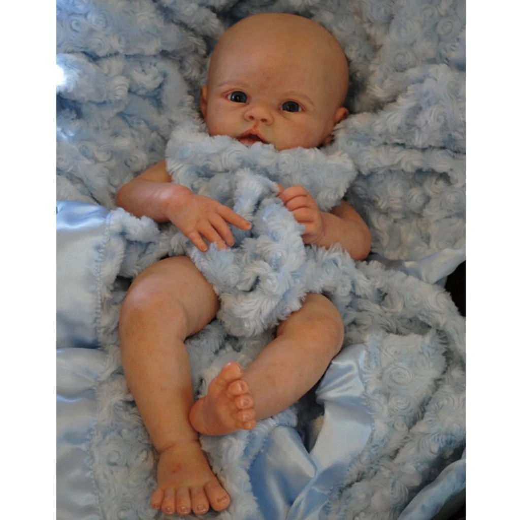 Unpainted Reborn Doll Kits( Head,Limbs) Soft Vinyl Full Silicone Newborn Baby Doll Kit Model DIY Art, 22 Inch Awake Toddlers