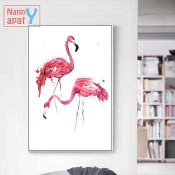 

Pink Watercolor Flamingo Poster Modern Home Decor Print Canvas Painting Wall Art Decorative Picture For Living Room Home Decor