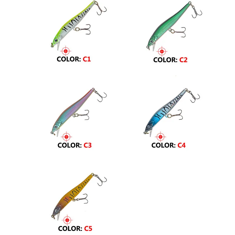 

Diving Depth 1M Bionic Bait Minnow Artificial ABS Plastic Hard Bait Wobbler Swim bait 6# With Hook 5g/8cm3D Eyes Fishing Lures
