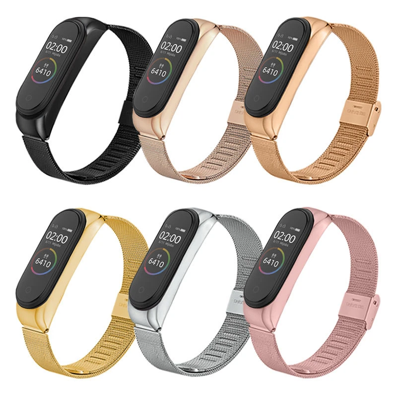 Luxury Watchband For Xiaomi Mi Band 6 5 4 3 Metal Strap Rose Gold Silver  Miband 3 4 5 6 Stainless Steel Bracelet Wristband - Smart Accessories -  AliExpress