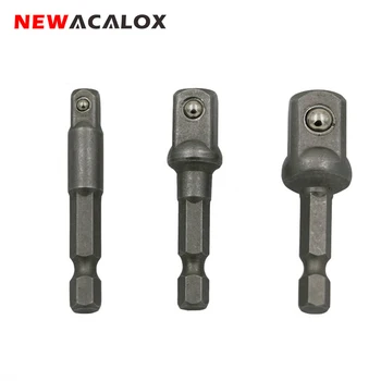

NEWACALOX Power Extension Bit Set for Drills CRV Steel Socket Adapter Set Hex Shank Tools 1/4" 3/8" 1/2" 3pcs/set