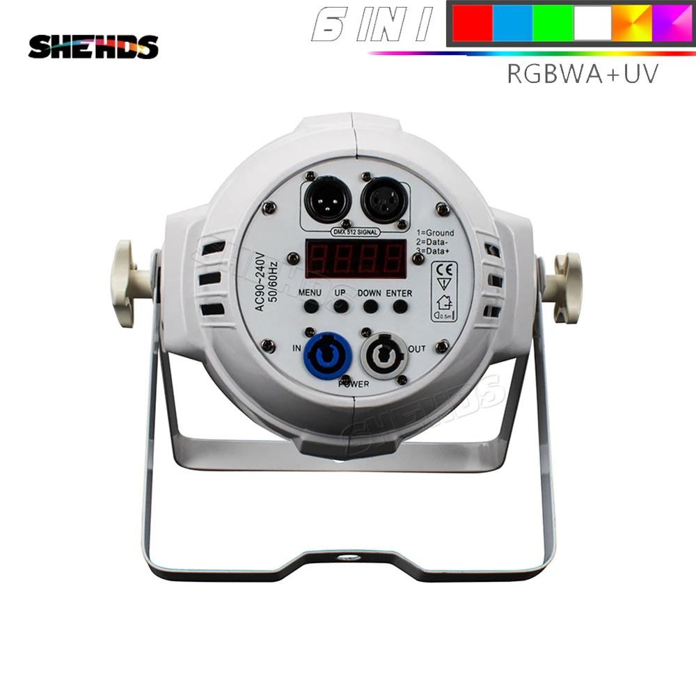 White PowerCon Plug SHEHDS алюминиевый сплав светодиодный Par 18x18 Вт RGBWA+ UV 6в1 светодиодный Par Светодиодный прожектор DJ проектор Освещение сцены - Цвет: White PowerCon Plug