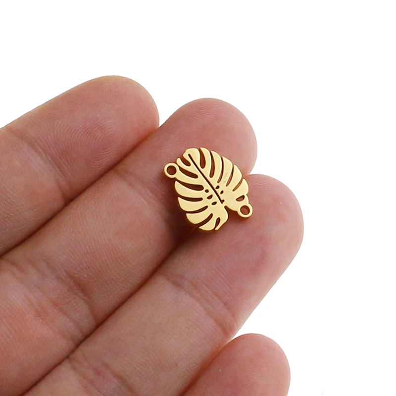 Gold A 5 шт./лот нержавеющая сталь золотой тропический лист соединитель для шармов Подвеска DIY серьги браслет ножной браслет ювелирных изделий - Цвет: Gold A