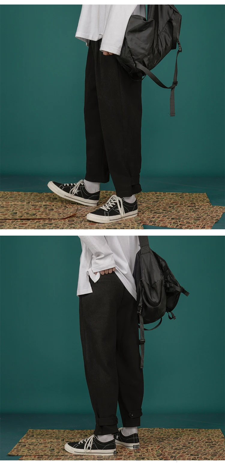 Winter Woolen Pants Men's Fashion Solid Color Business Casual Dress Pants Man Wild Loose Straight Trousers Male S-3XL