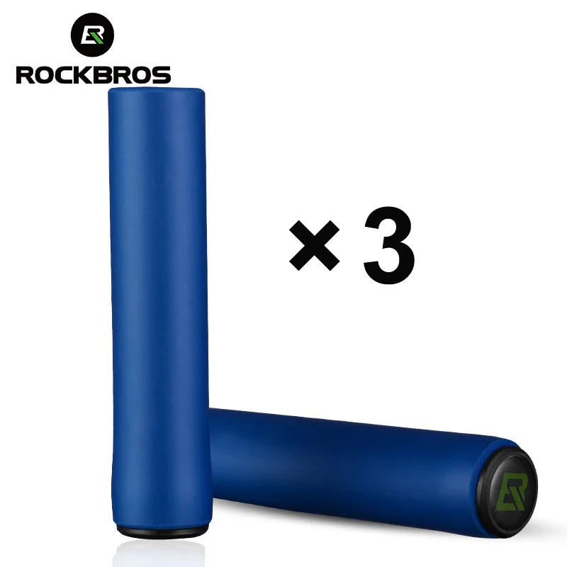 Blue x 3 Сверхлегкий Руль велосипеда ручки пены силиконовые противоскользящие амортизирующие кулаки MTB дорожный велосипед ручки для велосипеда ручки велосипеда части велосипеда - Цвет: Blue x 3