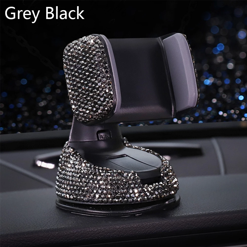 Grey Black Универсальный автомобильный держатель для телефона Кристалл Алмазный Декор подставка для смартфонов без магнитного мобильного телефона держатель для iPhone XS MAX Xiaomi - Цвет: Grey Black