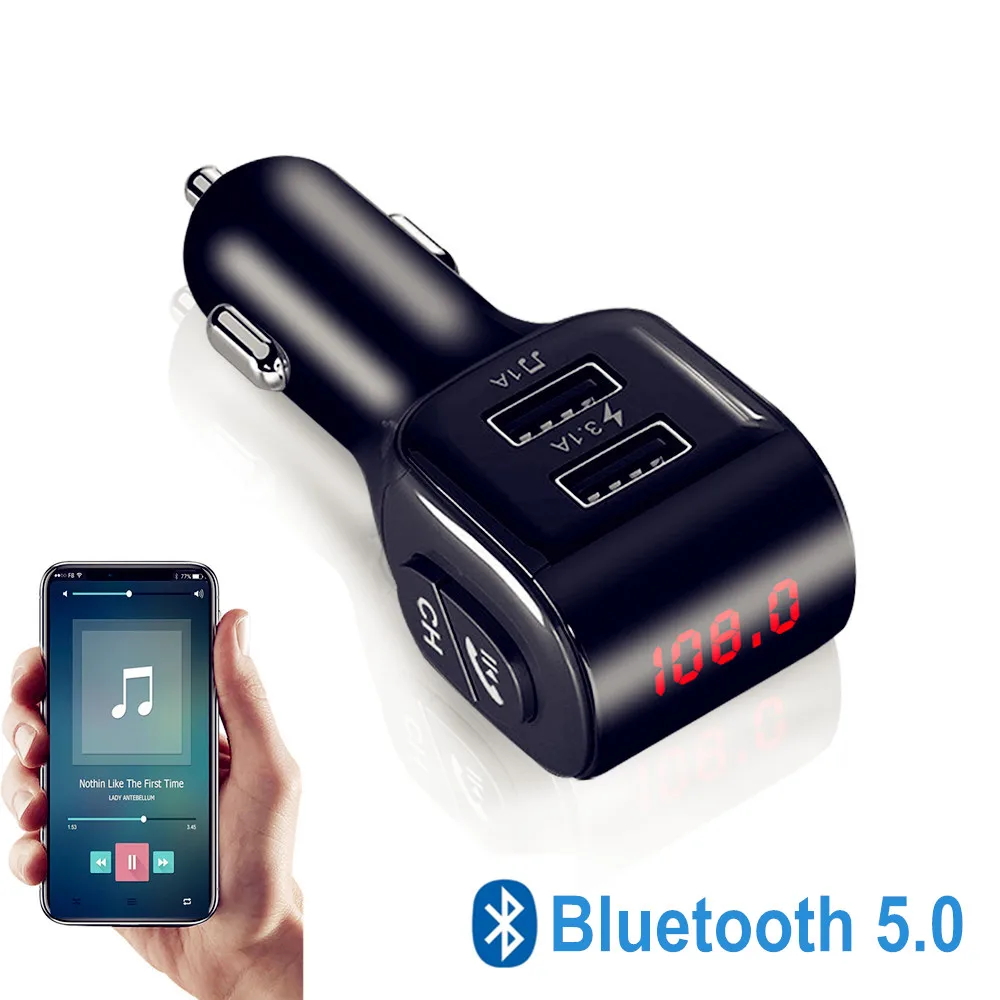 Bluetooth 5,0 двойной USB 3.1A Быстрая зарядка FM передатчик цифровой ЖК-дисплей напряжения для автомобиля Mp3 плеер gps камера смартфонов