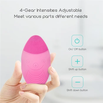 

Waterproof Ultrasonic Facial Cleansing Brush Silicone Wireless Charging Face Cleaner Removal Brush Face Face Washing Machine 45