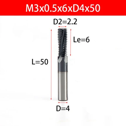 M3x0.5 Резьбовая Концевая фреза M3-M22 Вольфрамовая сталь винтовой фреза с ЧПУ твердосплавные резные фрезы Инструмент режущие инструменты - Длина режущей кромки: M3x0.5