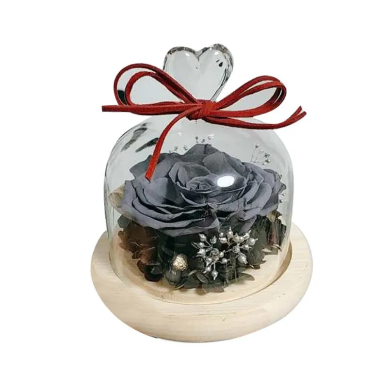 Beauty And The Beast Preserved, Everlasting Flower With Glass Cover Rose In Glass Dome,Mother's Day Gift Valentines Day Gift - Цвет: Gray