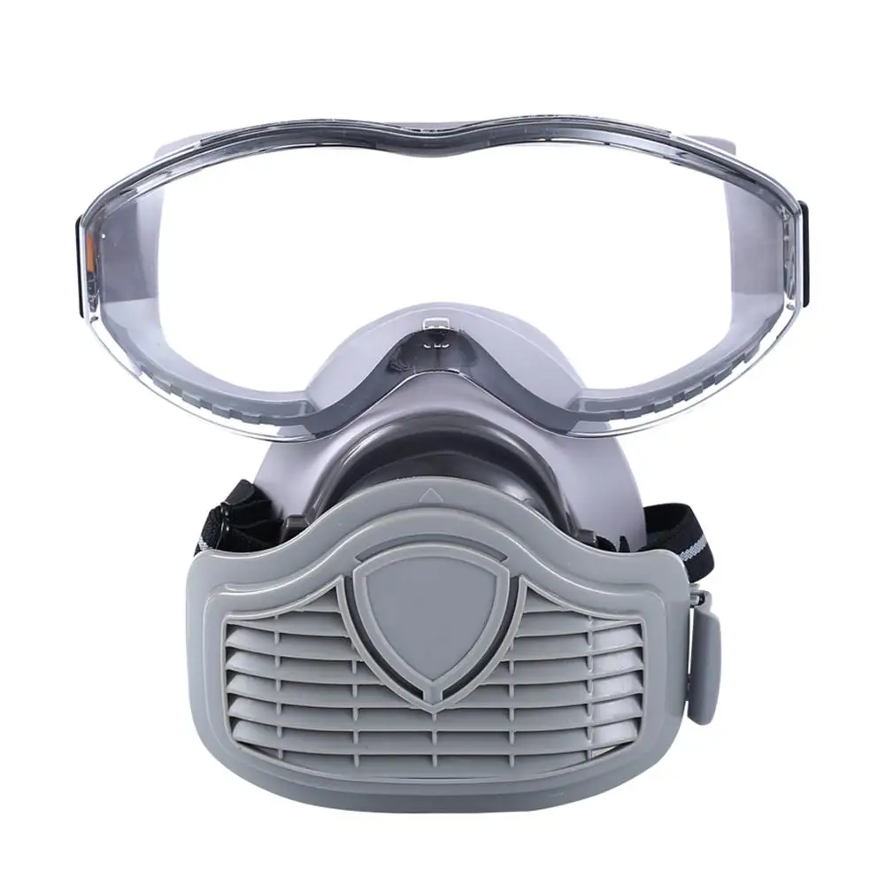 

1Set Dustproof Respirator Filter Half Face Mask Protective Facepiece with Safety Glasses for Carpenter Builder Polishing Accesso