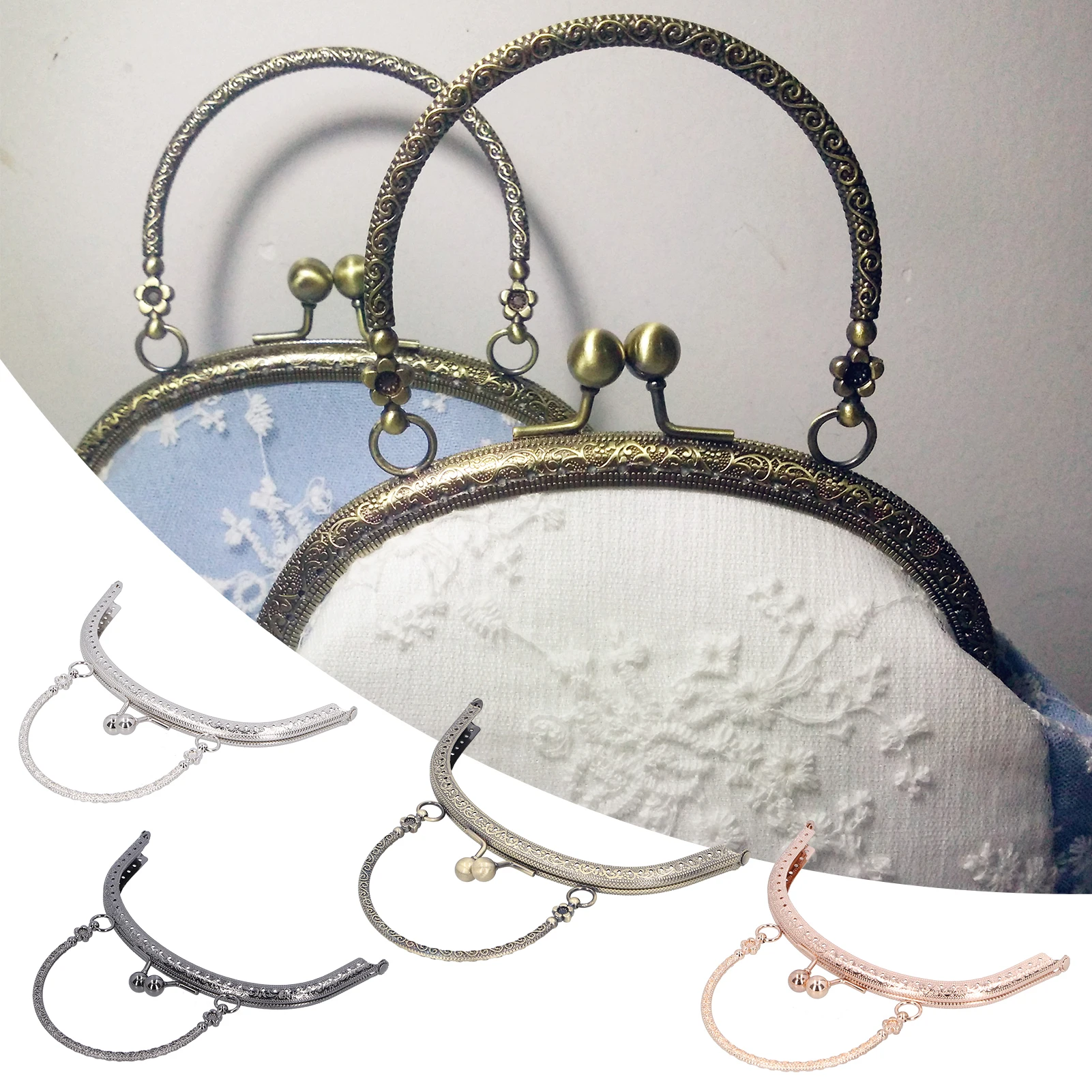 5 Fibbie Metallo Per Borse - Chiusure A Cornice Con Design Foglia Di Loto - Foto 6