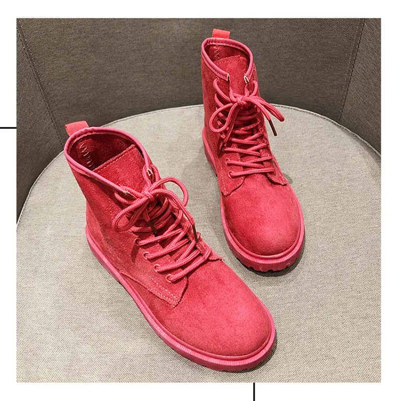 

Fashion Ankle Boots Winter Ankle Boots Pu Leather Women Boots Work Shoes Round Toe Lace-Up Women Shoes Black Female casual boots