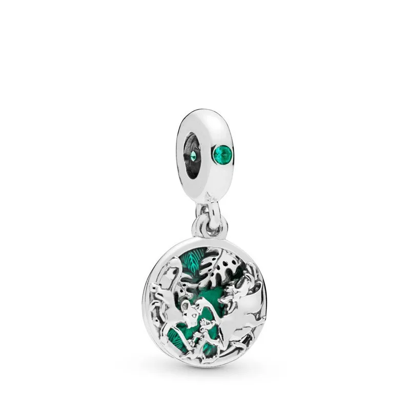 5PCS-New-Silver-Beads-The-Lion-King-Simba-Timon-And-Pumbaa-Green-Enamel-Crystal-Pendant-Charms