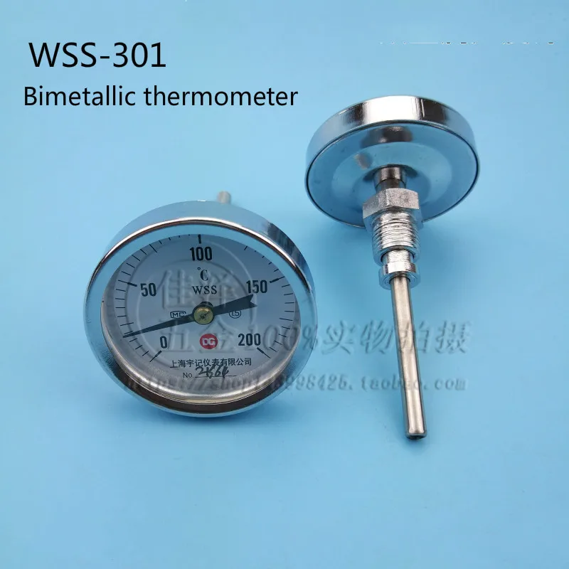 Биметаллический термометр, WSS-301 биметаллический термометр, бойлер и трубопровод промышленный термометр. Осевой, длина зонда 100 мм