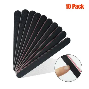 

Nail Files 100-180 Grit Double Sided Straight Curved Nail File Sandpaper 10 Pack Black
