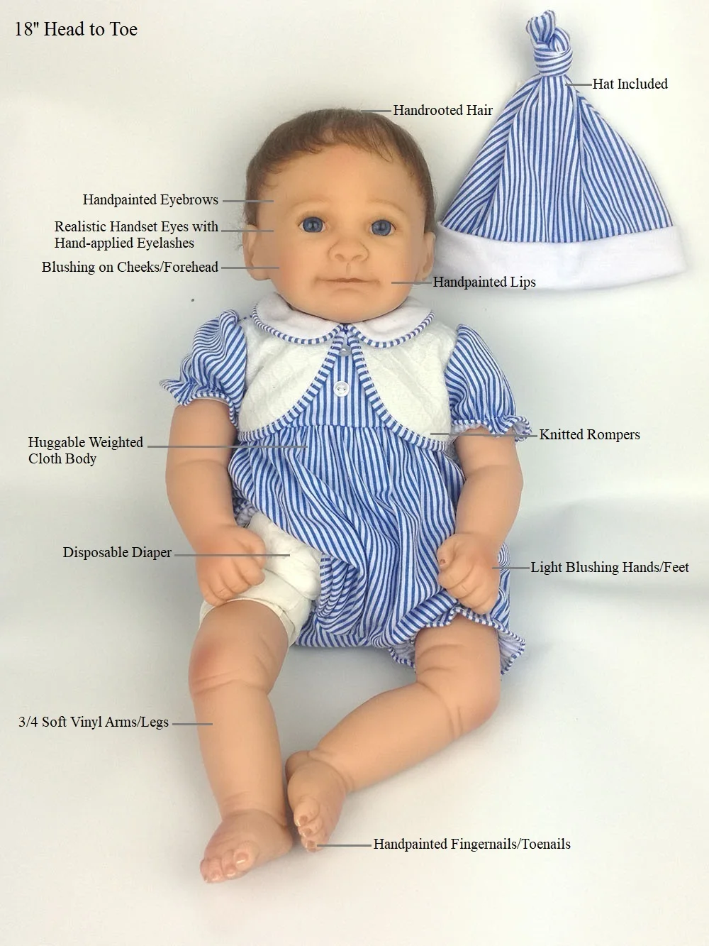 Avani кукла &quotadam' 45 см реалистичные детские куклы Reborn Baby для новорожденных