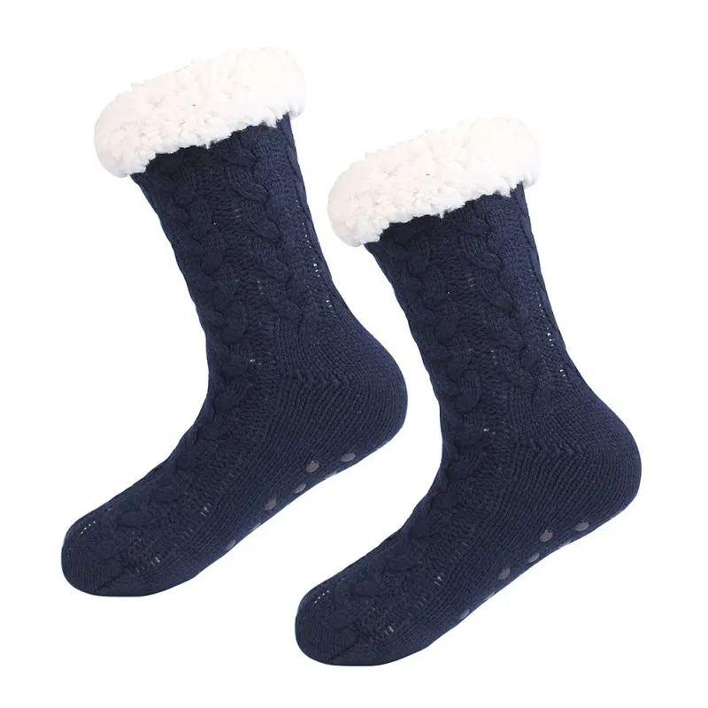 

Women Winter Fleece Lining Knit Socks Non Slip Warm Fuzzy Cozy Slipper Socks