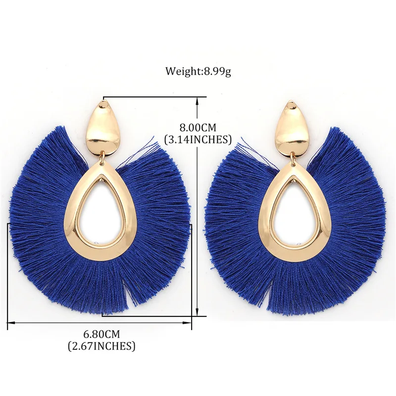 Boho Waterdrop Shaped Tassel Dangle Earrings for Women Party Jewelry