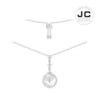 

New Fashion Charms 925 Original Engraving,Adjustable Silver Necklace With Mother Of Pearl For Women With Mono Logo Gift
