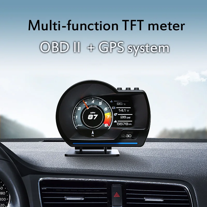 New Head Up Display Auto OBD2+GPS Smart Car HUD Gauge Digital Odometer Security Alarm Water&ampOil Temp RPM Accessories | Автомобили и