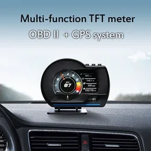 جهاز عرض أمامي جديد للسيارة الذكية OBD2 + نظام تحديد المواقع مزود بشاشة رقمية لقياس مسافات السرعة جهاز إنذار أمان لقياس درجة حرارة الماء والزيت RPM ملحقات السيارة
