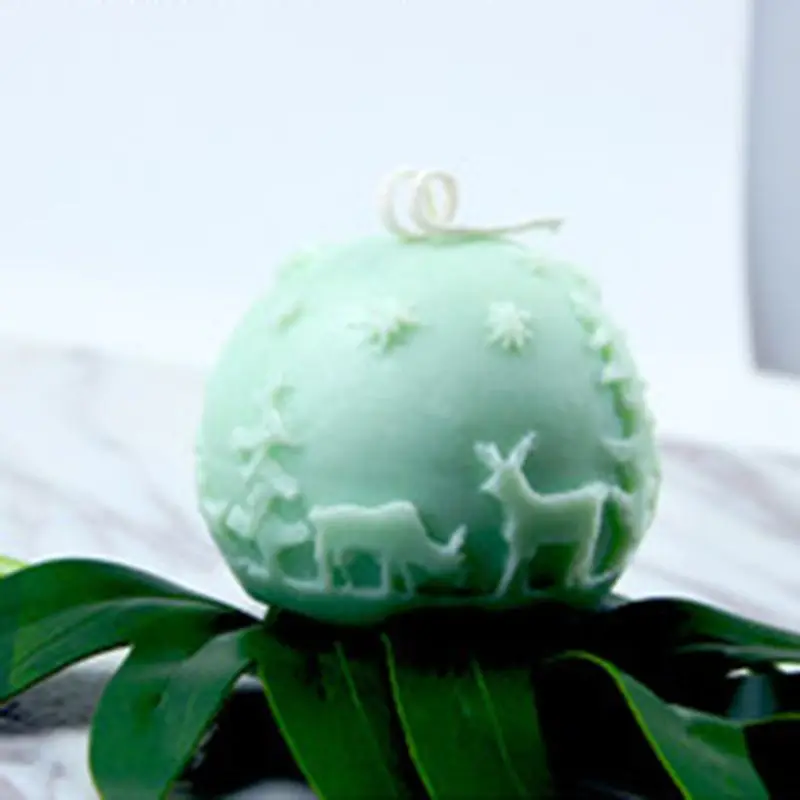 3D Рождество олень мяч Силиконовые свечи мыло Плесень DIY помадка испечь плесень