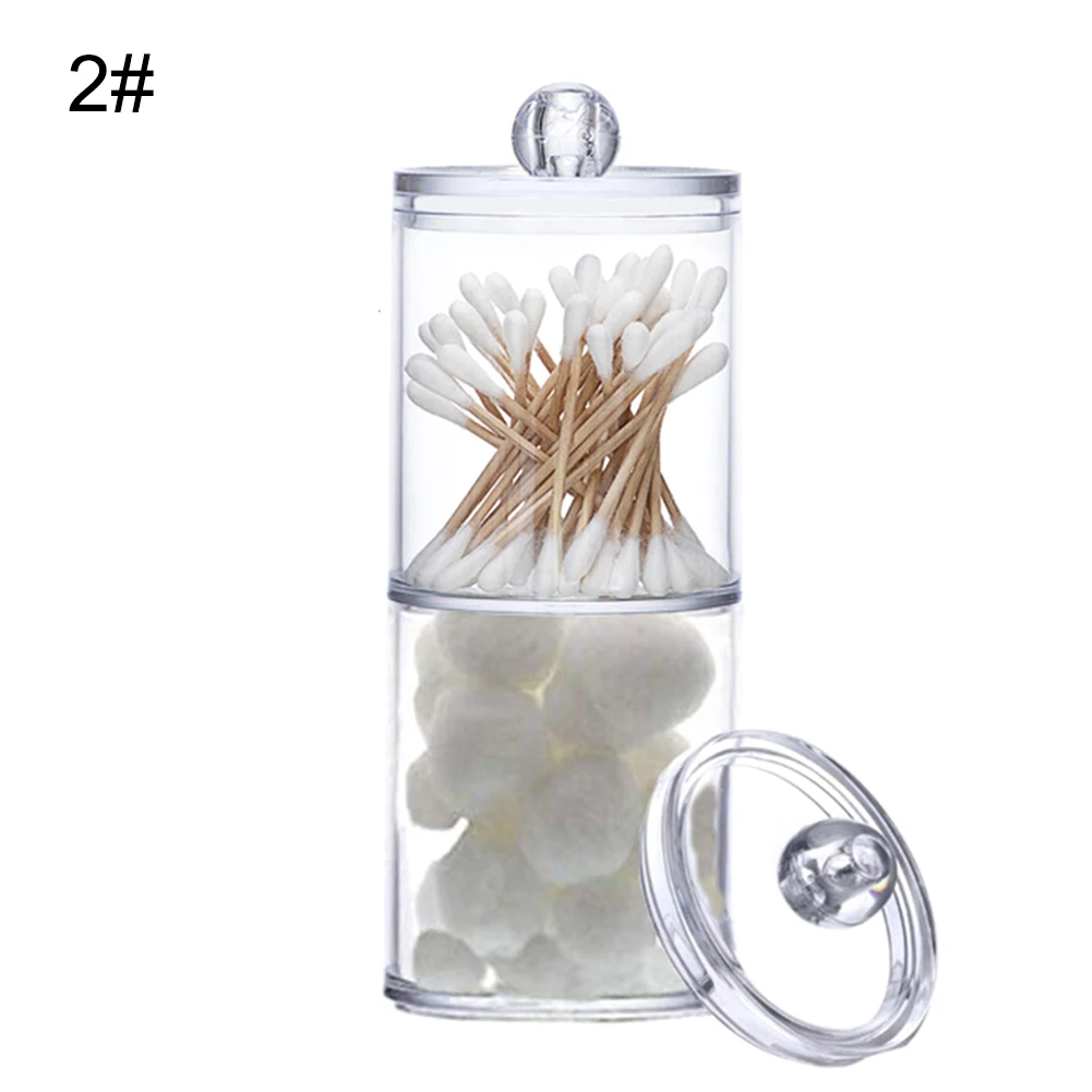 Clear Empty Acrylic Round Cotton Swabs Stick Makeup Pads Balls Storage Box Facial Puffs Cosmetic Organizer