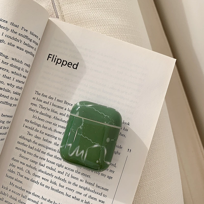 Зеленый Мраморный чехол для наушников Apple Airpods, глянцевый IMD наушники, телефон, зарядная коробка для Airpods, аксессуары