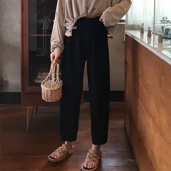 

Women's Wide-leg Pants Summer Thin Ankle Length Straight Pants Solid Color Ladies Trousers