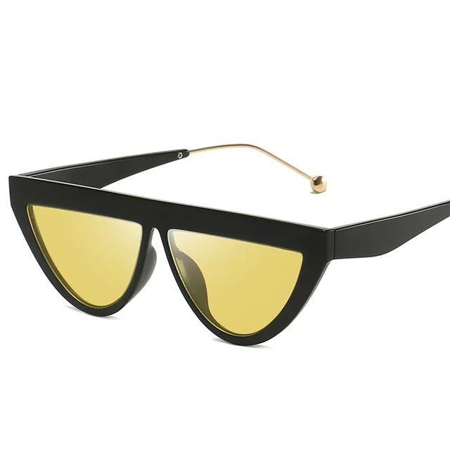 Новые женские солнцезащитные очкив ретро стиле Модные солнцезащитные очки женские оттенки маленькие треугольные очки для женщин UV400 - Цвет линз: BLYELLOW