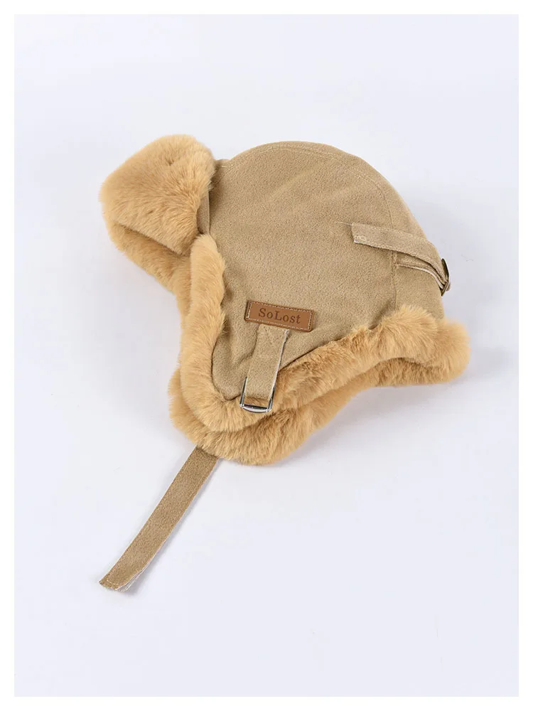 DRESSUUP Autumn and Winter Hat Ladies Fashion Imitation Fur Integrated Lei Feng Hat Ear Protection Warm