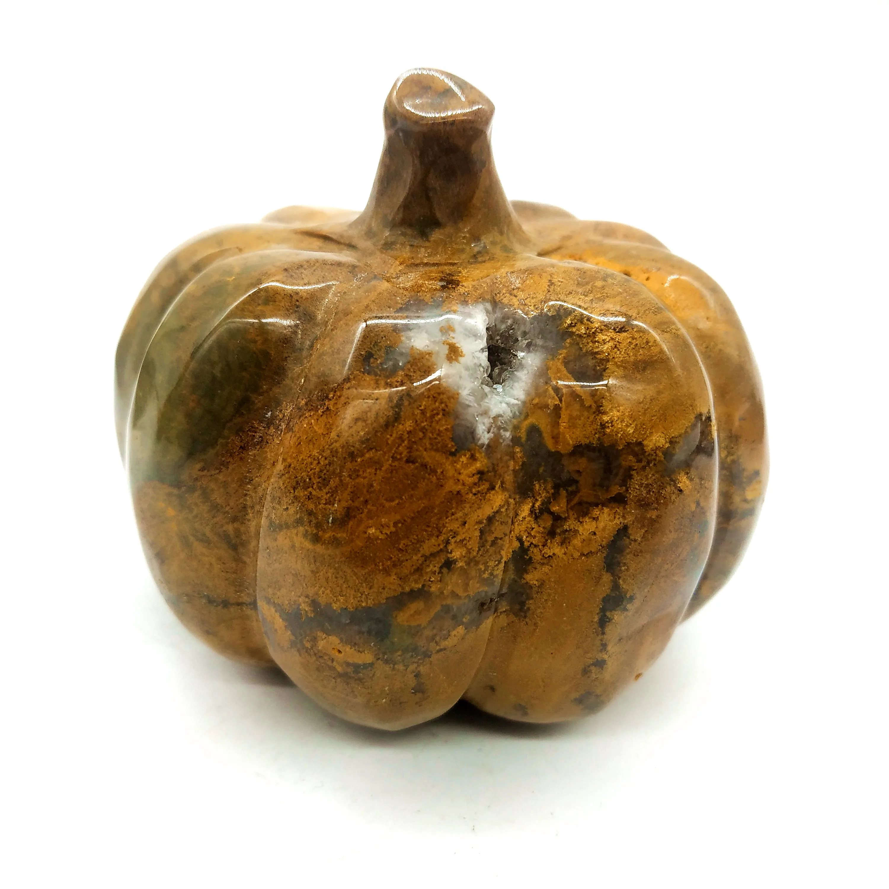 Gem stone carvings crystal hand carved ocean jasper pumpkin healing for Halloween crafts | Дом и сад