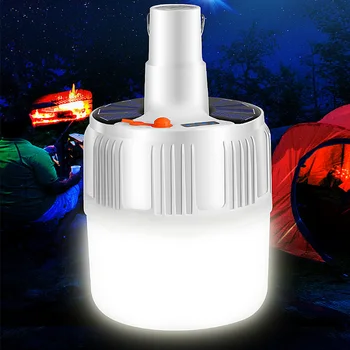 

100W Solar Lamp Power Portable USB Rechargeable Solar LED Light 5 Modes Solar Bulb Outdoor Light For Dropshipping