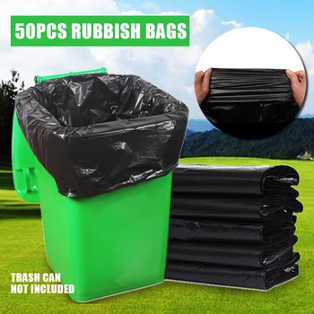 

50Pcs Refuse Sacks Black Heavy Duty Wheelie Refuse Sacks Strong Bin Liners Rubbish Bags Storage Container Bags