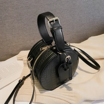 

Elegant Female Crocodile Pattern Tote bag 2020 New High Quality PU Leather Women's Designer Handbag Round Shoulder Messenger Bag