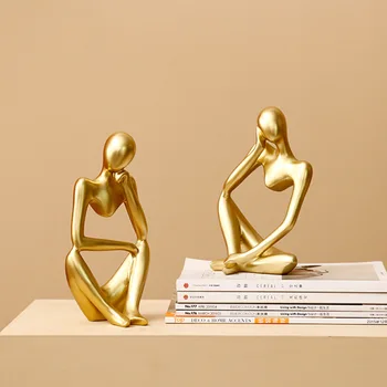 

Nordic Hollow Man Figure Abstract Sculpture Art Nature Resin Figurine Statue Don't hear it Desktop Ornament for House Home Decor