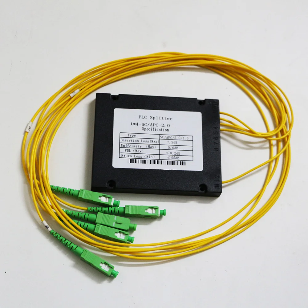 10 Pieces FTTH 1 TO 4 SC APC / SC UPC PLC Fiber Splitter SM Single Mode Cassete Type FTTH