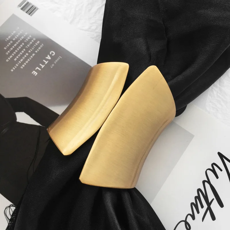 Maxi Metal Bangles Women Trendy Dissymmetry Bracelet Smooth Wide Opening Adjustable Bangle